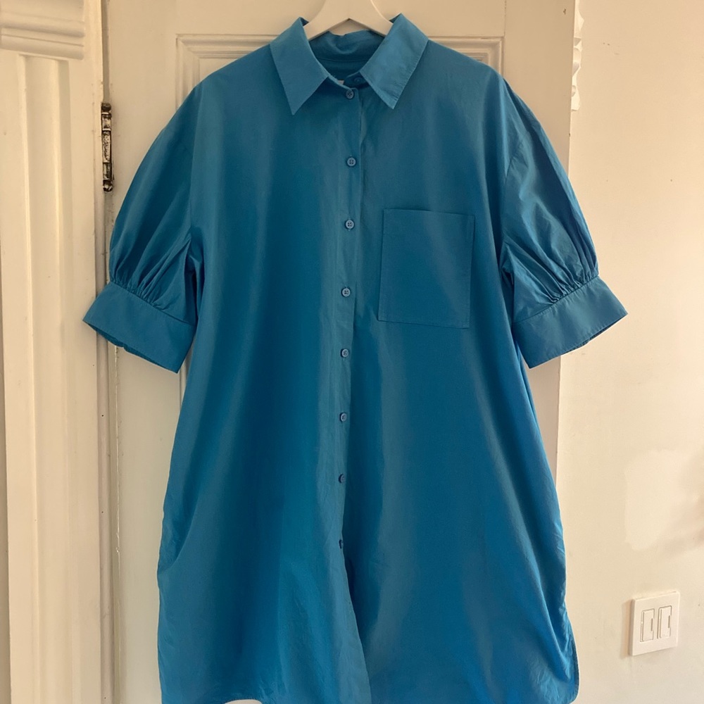 Cos bright light blue shirt dress